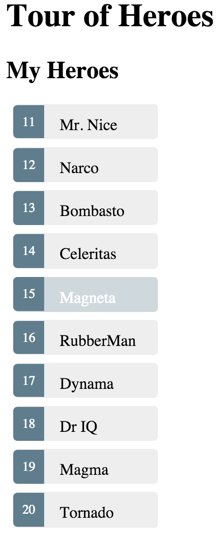 英雄列表应用的输出